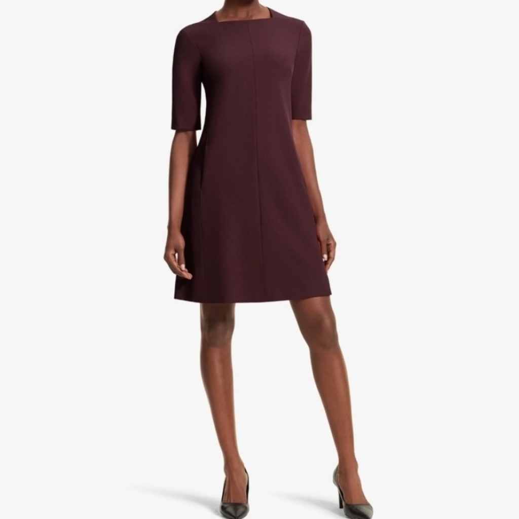 M.M.Lafleur Women's Burgundy Knee-Length Sheath Dress 3/4 Sleeves Sz 2x